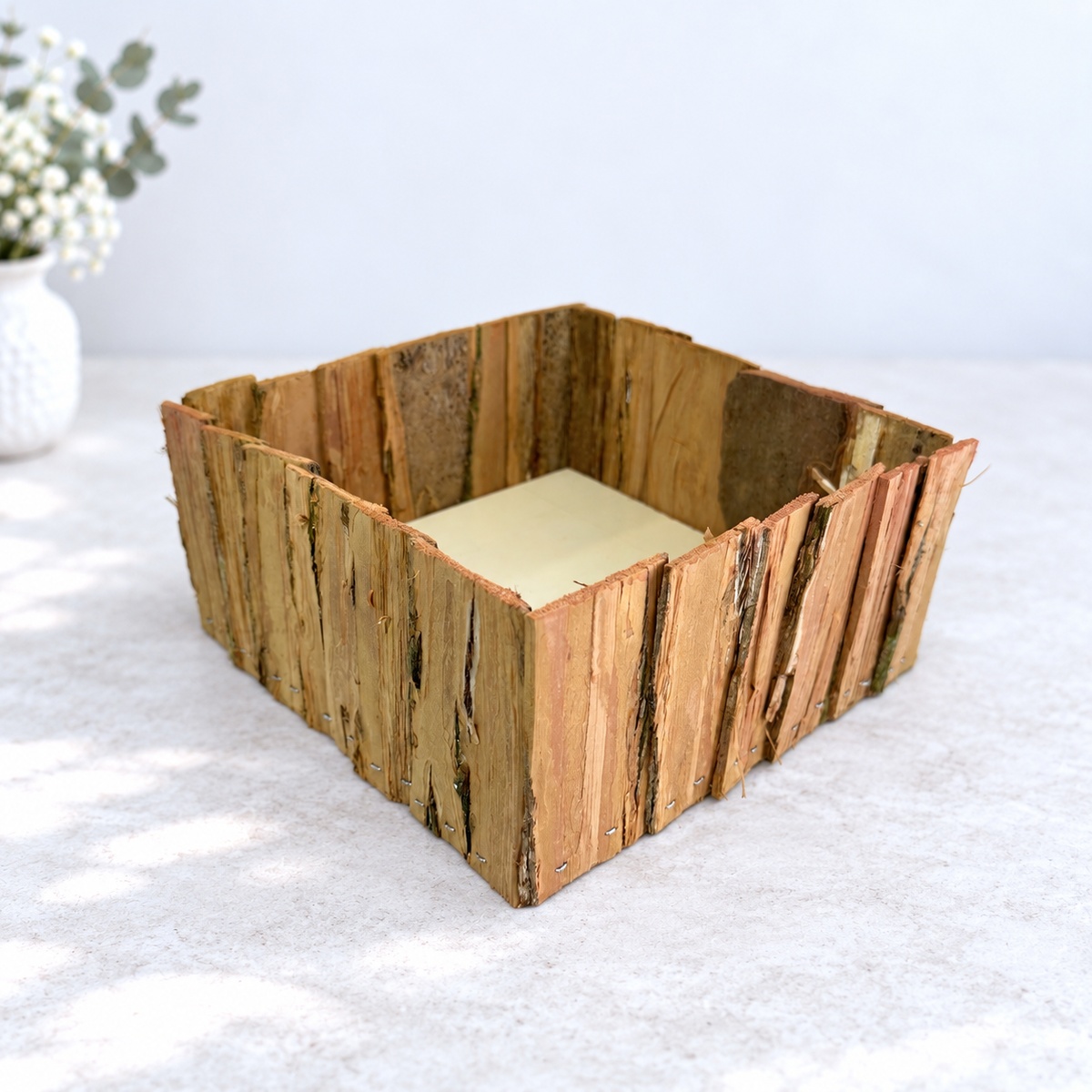 Square wooden basket