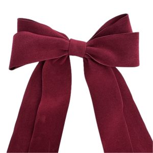 Uska plišana mašna – dupla bordo